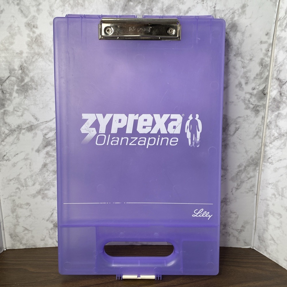 Zyprexa Drug Rep Promo Lilly Clipboard With Storage Pharmaceutical Advertising